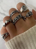 of 6 silver punk skull