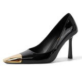 Metal New Square Head Thin Heel 2025 Sandals Leopard Temperament Single Shoe With High Heel