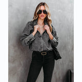 Women's Autumn And Winter Collar Casual Fashion Street Style Cowboy Shirt