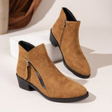 New Velvet Female Boots Martin Boots Coarse Heel Side Zipper With Leopard-Print Short
