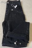Women's Black Vintage Wide Leg Jeans Fashion Baggy High Waist Cargo Pants High Street Mopping Denim Trouser 2023 Autumn
