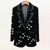 Autumn And Winter New Star Fashion Repair Bee Heavy Industry Drill Nail Velvet Suit