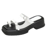 Thick Bottom Slippers Women Wear 2025 Summer Fashion Square Jacket Slippers Sweet Word Beach Cool