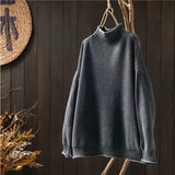 Retro Half-High Sweater Women Loose Large Plate Type 2025 Autumn And Winter Casual Knitted