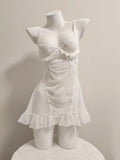 Mesh Pyjamas Women's Spring And Autumn With Chest Pads Small Breast Lace Pure Desire Hanging Aja Skirt Autumn Homewear