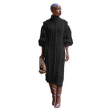 Zingj New Women's Casual Turtleneck Slit Knit