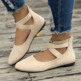 Summer New Shallow Mouth Tight Strap Round Head Women's Shoes Flat Floor Dance Mother Single Shoe