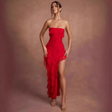 Zingj Women's 2023 Summer Women's New Fashion Chest Sexy Back Slit Tassel Temperament