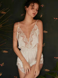 Pajamas Female Spring And Autumn French Pure Lust Lace Summer Ice Silk Thin Breast Hanging Joint