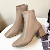 Boots Women 2025 New Female Boots Winter Head Behind The Zipper Short Boots Women's Thick And Middle Boots