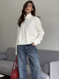 And Winter Pure Color Short High-Collar Sweater Women's Loose Leisure Knitting Shirt 2025 New Thicker