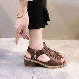 Heel Side Zipper Fish Mouth Sandals Women Large Size Square With Roman Wind Outside Wearing Cool Slippers