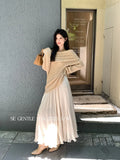 Xixi 2025 Autumn New White Standard Temperament 100 Folded High Waist Half-Dress French Dress Dress Woman