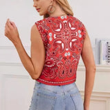 Women's Summer New Casual Wind Collar Tie With Printed Cotton