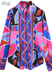 Women Shirt Print Button Up Shirt Long Sleeve Top Female Streetwear Elegant Blouses And Shirts Summer Chic Woman