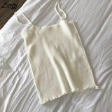 Spaghetti Strap Solid Short Tanks Tops Women Summer Sexy Slim Knitting Korean All-match 8-color Camisoles Elegant
