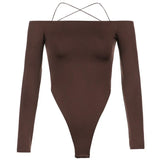 Zingj New Women's Dress Base Solid Color Sexy One-Word Shoulder Long Sleeve Backless