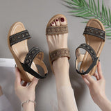 And Roman Shoes Women 2025 Summer New Bohemian National Wind Hollowed Out With Mother
