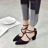 Sandals Women's 2025 Sexy Pointed Head High Heels With Thin Hollow Cross-Tie Women's