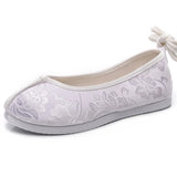 Zingj Shoes Round Head Woven Brocade Pure Color Jacquard Flat Shoes Spring And Summer Style Retro Ancient Style Cloth