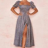 New Women's French Floral Dress Lady Open Fork Big Swing Hanging Dress Dress