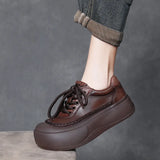 Layer Of Cowhick Retro Thick-Sed Loose Cake Shoes Women 2025 Spring New Casual Big Shoes Leather Single