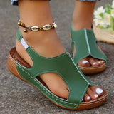 Summer New Women's Sewn Sleeves Hollow Slope And Large-Size Dew Casual Sandals