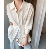 Shirt Female Design Small Spring And Autumn French Light Ripe Hong Kong Chic High-End Feeling Waist