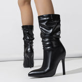 Fine And Short Boots Woman Walking Show High Heel Side Zipper Character Feet