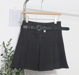 And Summer Women's Retro Modern Hit Color Clear Line Pressure Skirt Anti-Light Short Skirt With Belt