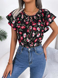 Wind Shooting Spring And Summer Leisure Loose Lotus Leaf Side With Chiffon Shirt Women's