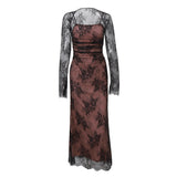Zingj Women's Fall 2023 New Sexy Temperament Vest Long Sleeve Strap Hook Lace Sling
