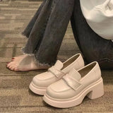 Small Leather Shoes Women In The Spring Of 2025 New Pine Cake French Retro English Style Lefu Shoes One Foot Single