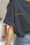 Sleeve T-shirts Women Summer Embroidery Loose Korean Style Simple All-match Trendy Causal Chic Girls Ins BF Tees Daily