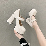 Not Tired Heel Women Coarse Heel French Mary Jane Small Leather Shoes Waterproof Table Heel Patent Leather Single