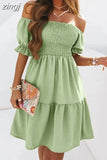Dress Women Summer Sexy Off Shoulder Dresses Female Slash Neck Backless Puff Sleeve Dress Ladies Elegant Beach Party