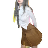 Zingj 2023 New Women's Solid Color Slim Crop Fashion Irregular Lapel Shirt-Outfit