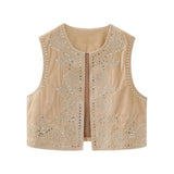 And Winter New Bead Embroidered Velvet Vest
