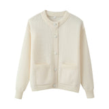 Fashion Round Neck Solid Color Gentle Wind Sweater Knitted