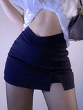 Lined Detail Split Cargo Mini Skirt- Outfit