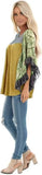 Women's Wear Bat Sleeve Print Color Swafge Round Collar Blouse
