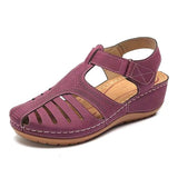Summer New Large-Size Hole Shoe Bag Head Retro Sandals Magic Sticker Hollow Slope And Round Head Women's