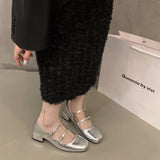 Red Mary Jane Shoes For Women's Shoes 2025 New Summer French Evening Black Spring And Autumn Single Shoes 211-0-Outfit