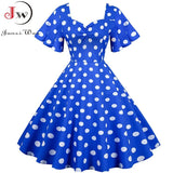 Women Summer Dress Butterfly Sleeve Swing Vintage Dresses Robe Femme Elegant Green Polka Dot Party Sundress