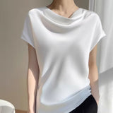 Short-sleeve Blouse Satin Top Summer Fashion Shirts Female Clothing White Tops Loose Shirt Woman Elegant 2023 New