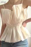 Y2k Top Women Waist Sleeveless Vest French Korean Fashion Clothing Design Solid Shirt Slim Top Elegant Clothes