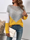 And Winter Crash Round Collar Collar Sweater Hollow Casual Women's Top Long-Sleeved