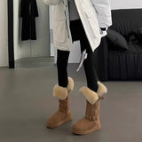 New Winter Plus Velvet Warm Shoes Long-Boel Cotton Boots Fur One Gray High-Crash Fur Snow Boots Women's