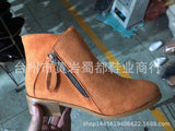 Large-Size Velvet-Faced Martin Boots Women 2025 Autumn And Winter New Round Head Low With Double Zipper English Short