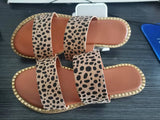 Summer New Flat Bottom 40-43 Large Leopard Print Outdoor Casual Slippers Women